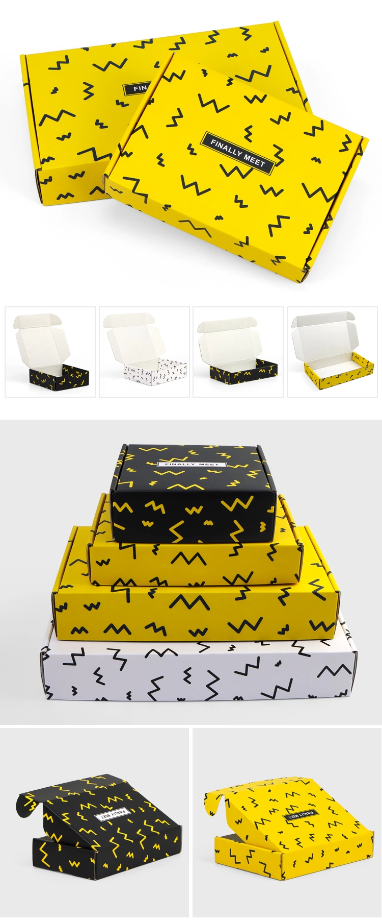 Firstsail Custom Design Cheap Durable Apparel Clothing Cardboard Paper Box Mailing Socks Clothes Shipping Yellow Color Corrugated Boxes