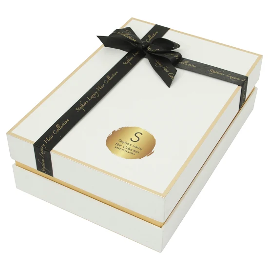 Luxuriöse, starre, mit Satin ausgekleidete Geschenkpapierbox zum Verpacken von Perücken mit individuellem Logo