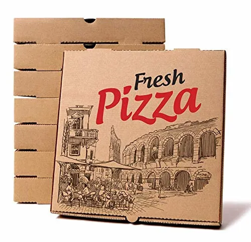 Pizzakarton, 12 Zoll, 14 Zoll, individuelle Größe, Pizzakartons aus Wellpappe und weißem Karton, individuelles/gedrucktes Logomuster, Isolierung/Griffdesign