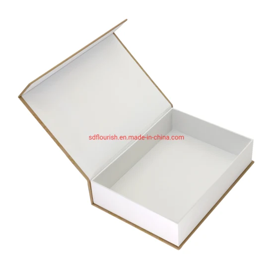 Buchförmige Geburtstagsgeschenk-Verpackungsbox aus beigem, beschichtetem Papier, beklebter Pappe